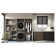 LG WashTower Colonna Bucato 12/10kg AI DD | Classe A-10% / A+++ | Pannello unificato, TurboWash360, Pompa di calore,Wi-Fi | Nera, WT1210BBF