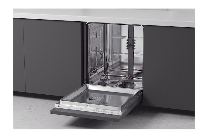 LG Lavastoviglie a scomparsa totale | QuadWash Serie 2, Classe D 46dB | 14 coperti, EasyRack+, Wi-Fi, Dual Zone | Acciaio, DB242TX