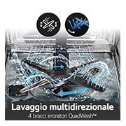 LG Lavastoviglie a scomparsa totale | QuadWash Serie 2, Classe D 46dB | 14 coperti, EasyRack+, Wi-Fi, Dual Zone | Acciaio, DB242TX