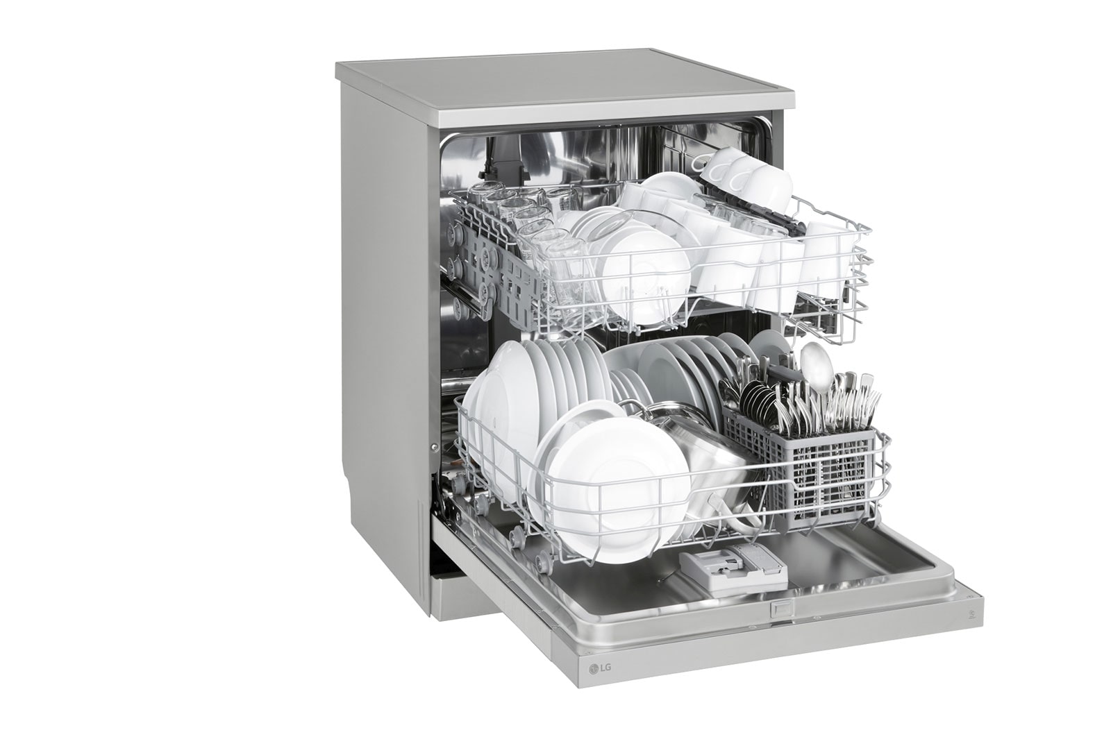 LG Lavastoviglie libera installazione | QuadWash Serie 1, Classe D 46dB | 14 coperti, EasyRack+, Comandi touch esterni | Grigia, DF141FV