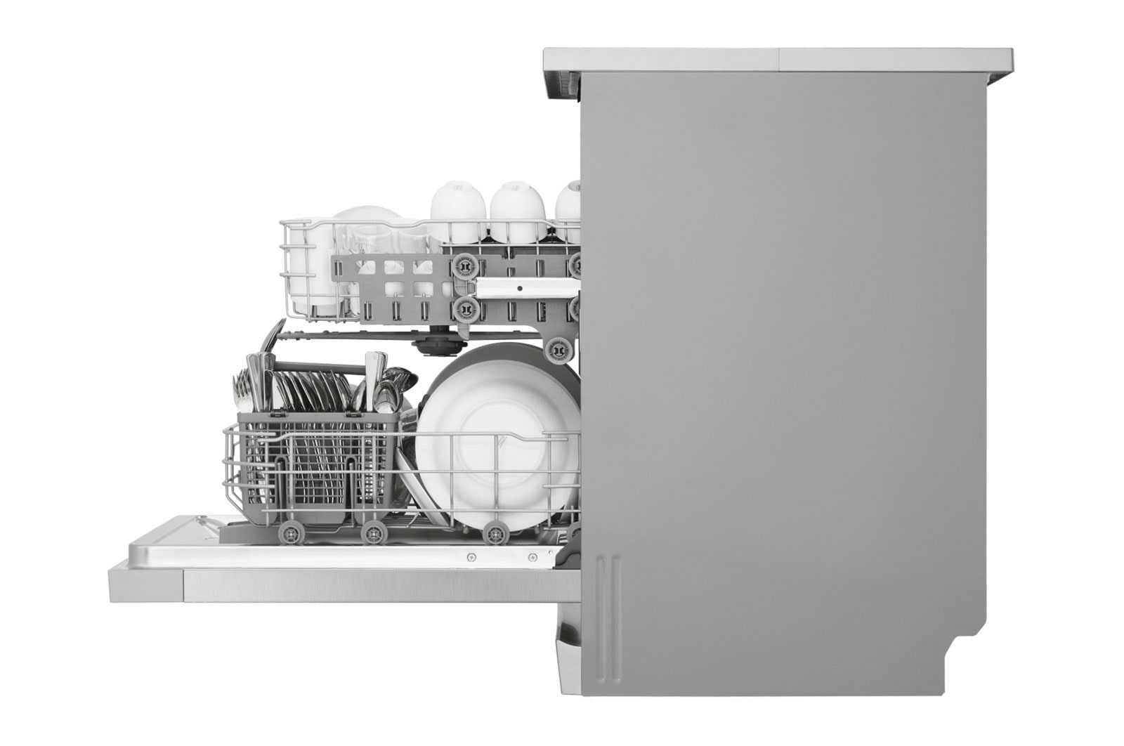 LG Lavastoviglie libera installazione | QuadWash Serie 1, Classe D 46dB | 14 coperti, EasyRack+, Comandi touch esterni | Grigia, DF141FV