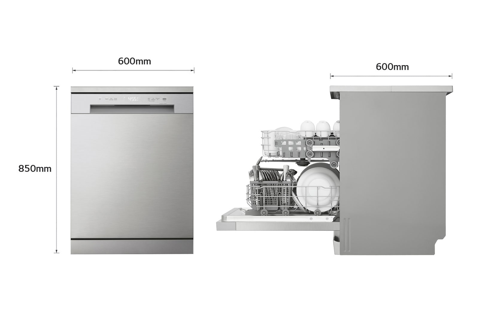 LG Lavastoviglie libera installazione | QuadWash Serie 1, Classe D 46dB | 14 coperti, EasyRack+, Comandi touch esterni | Grigia, DF141FV