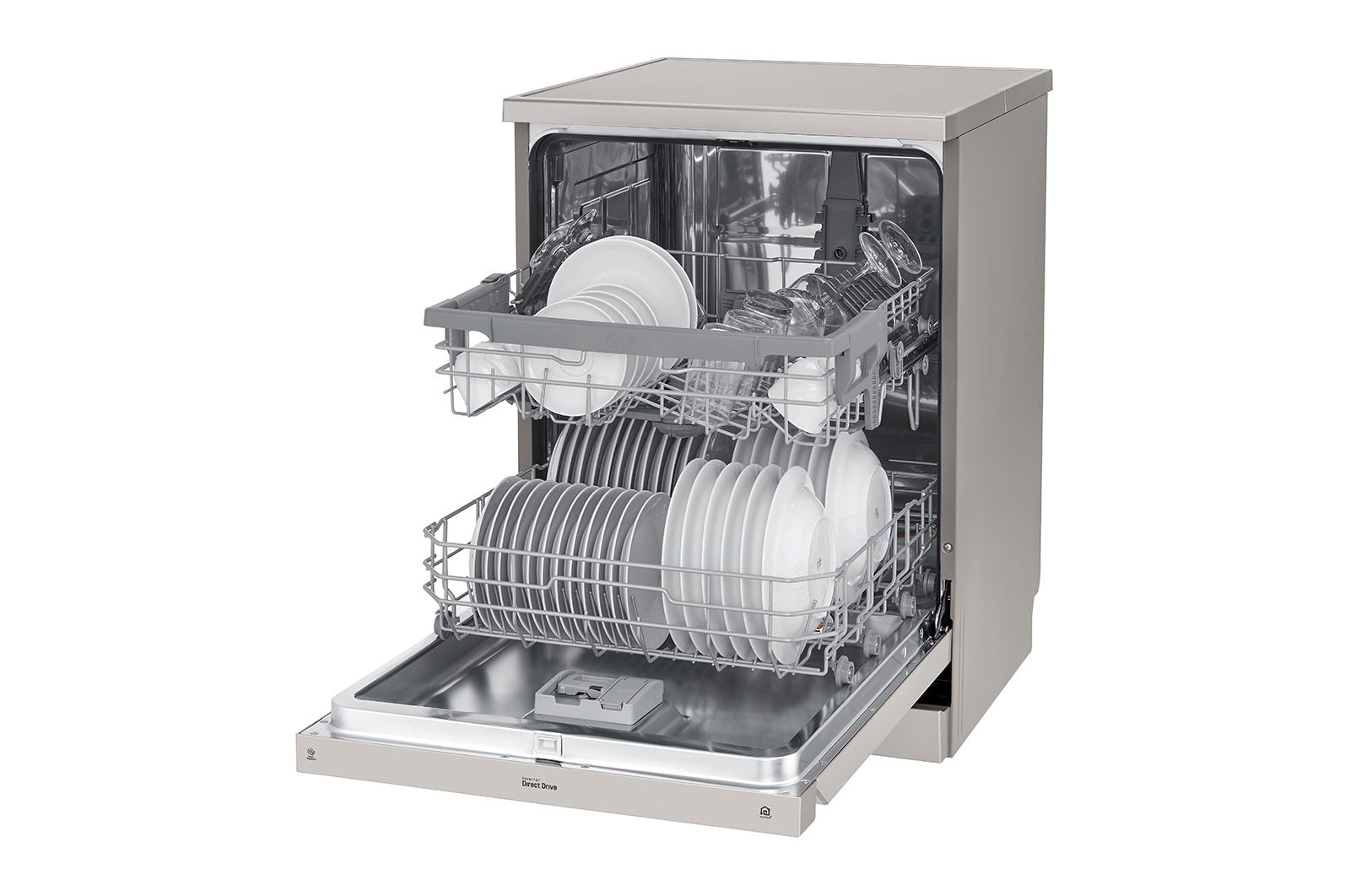 LG Lavastoviglie libera installazione | QuadWash Serie 2, Classe E 46dB | 14 coperti, EasyRack+, Dual Zone, NFC | Grigia , DF222FP