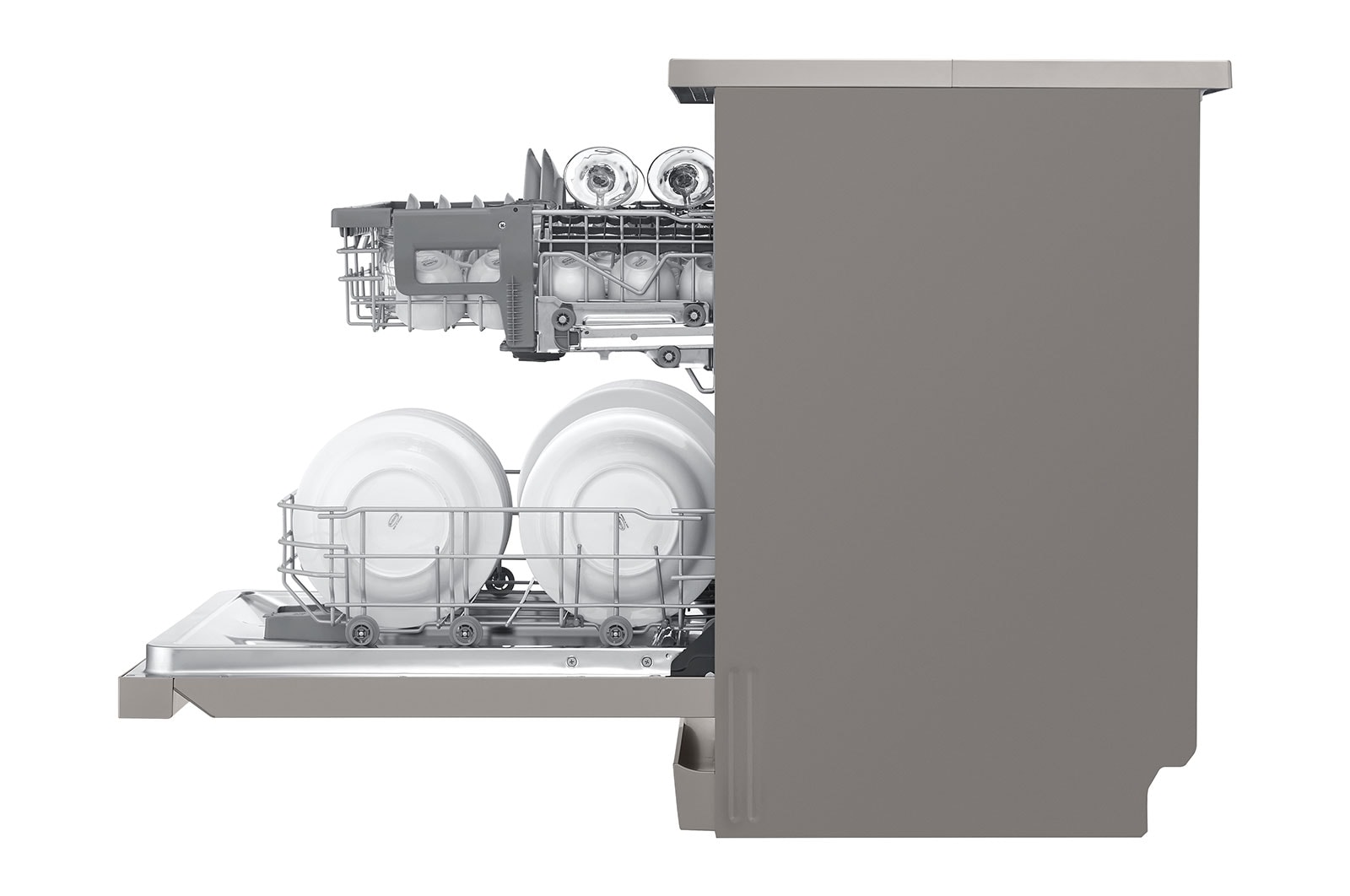 LG Lavastoviglie libera installazione | QuadWash Serie 2, Classe E 46dB | 14 coperti, EasyRack+, Dual Zone, NFC | Grigia , DF222FP