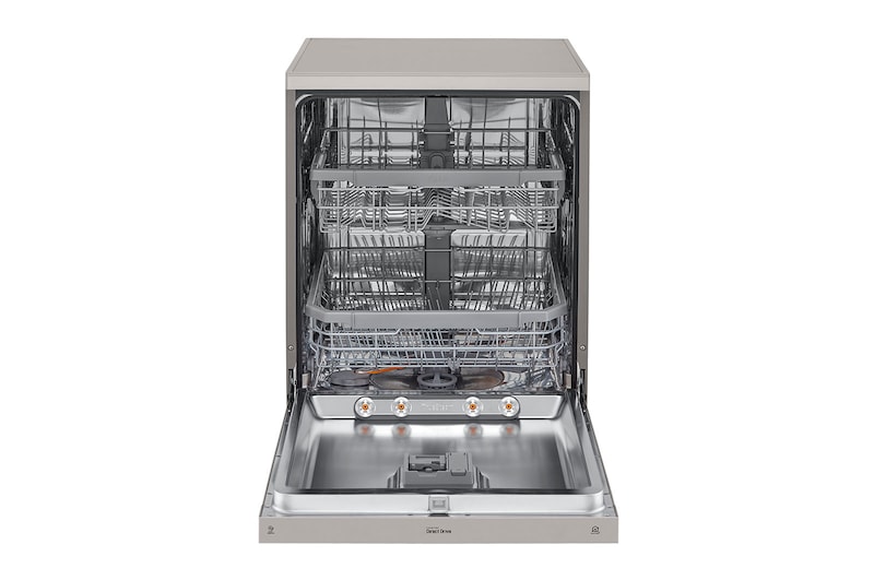 LG Lavastoviglie libera installazione | QuadWash Serie 2, Classe E 46dB | 14 coperti, Vapore, EasyRack+, Wi-Fi | Grigia, DF222FPS
