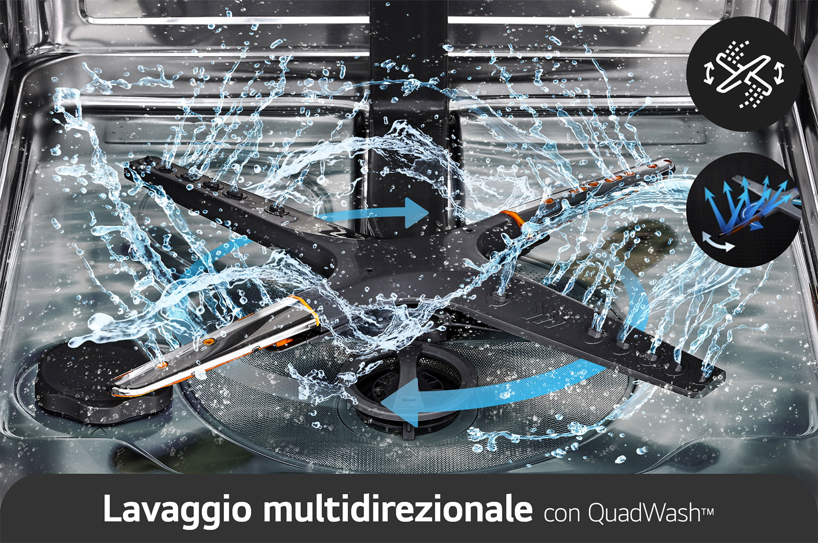 LG Lavastoviglie libera installazione | QuadWash Serie 2, Classe D 46dB | 14 coperti, Vapore, EasyRack+, Wi-Fi | Grigia, DF242FPS