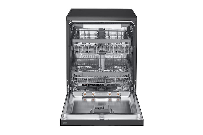 LG Lavastoviglie libera installazione | QuadWash Serie 3, Classe B 43dB | 14 coperti, Vapore, Auto-apertura, Wi-Fi | Nera, DF365FMS