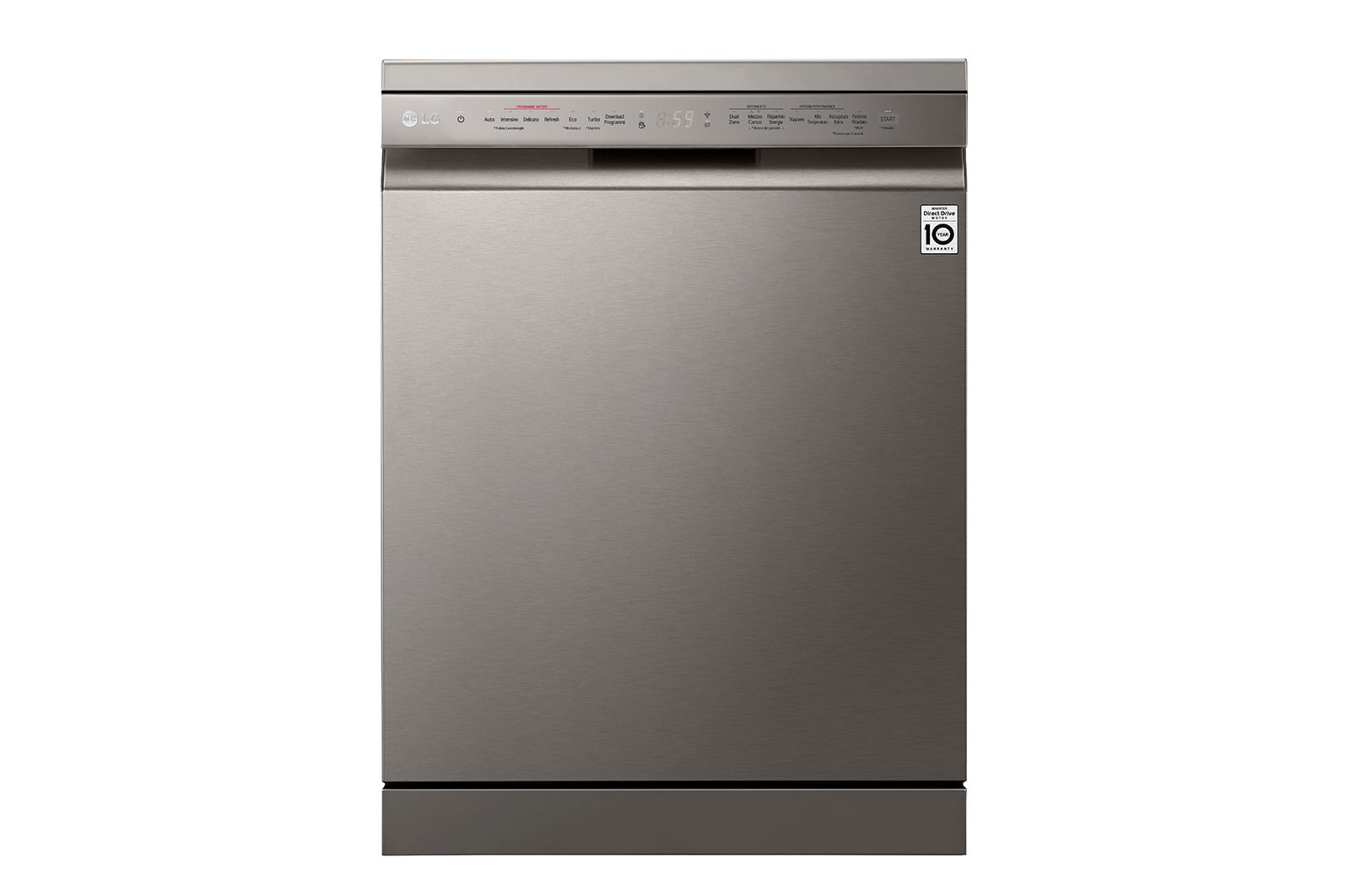 LG Lavastoviglie libera installazione | QuadWash Serie 3, Classe B 43dB | 14 coperti, Vapore, Auto-apertura, Wi-Fi | Grigia, DF365FPS