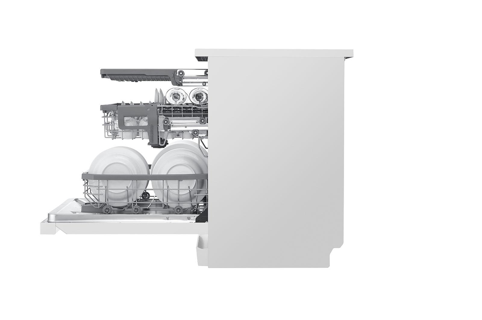 LG Lavastoviglie libera installazione | QuadWash Serie 3, Classe B 43dB | 14 coperti, Vapore, Auto-apertura, Wi-Fi | Bianca, DF365FWS