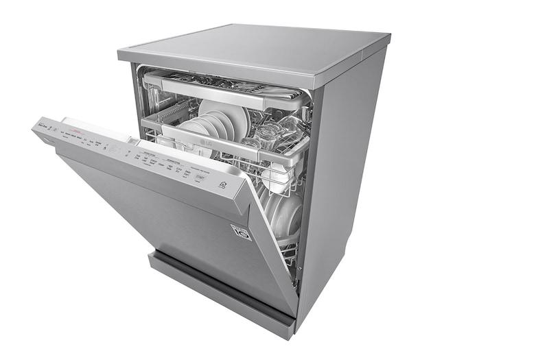 LG Lavastoviglie libera installazione | QuadWash Serie 4, Classe D 41dB | 14 coperti, Vapore, Auto-apertura, Wi-Fi | Acciaio, DF425HSS