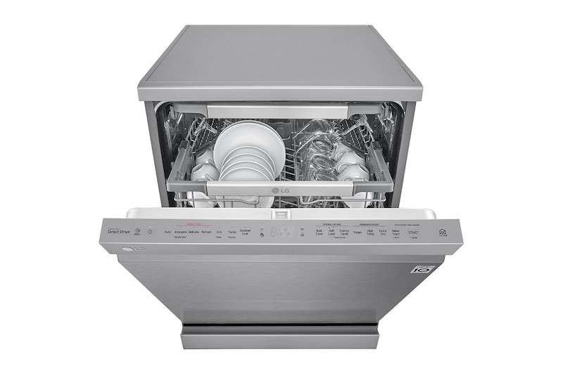 LG Lavastoviglie libera installazione | QuadWash Serie 4, Classe D 41dB | 14 coperti, Vapore, Auto-apertura, Wi-Fi | Acciaio, DF425HSS