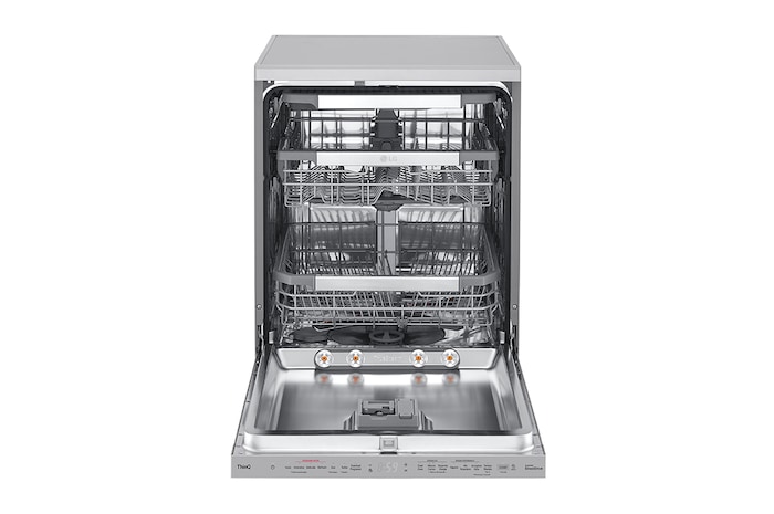 LG Lavastoviglie libera installazione | QuadWash Serie 4, Classe C 41dB | 14 coperti, Vapore, Auto-apertura, Wi-Fi | Acciaio, DF455HSS