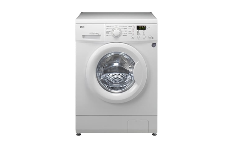 Vista frontale di 6kg Direct Drive di LG, 1000 giri: la prima lavatrice slim che lava come le tue mani e con motore Inverter Direct Drive garantito 10 anni F1092ND