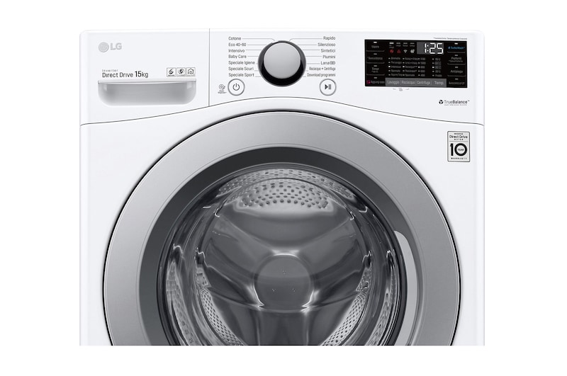 LG Lavatrice capacità XL 15kg AI DD™ | Serie P1 Classe E | 1100 giri, TurboWash, Wi-Fi | White, F1P1CN4WC