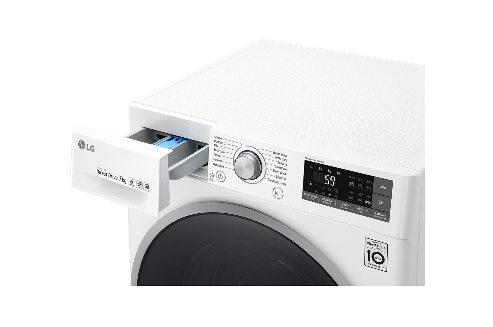 LG Lavatrice Smart Slim TurboWash™ 7 kg  Oblò Ring Cromato, F2J7HN1W