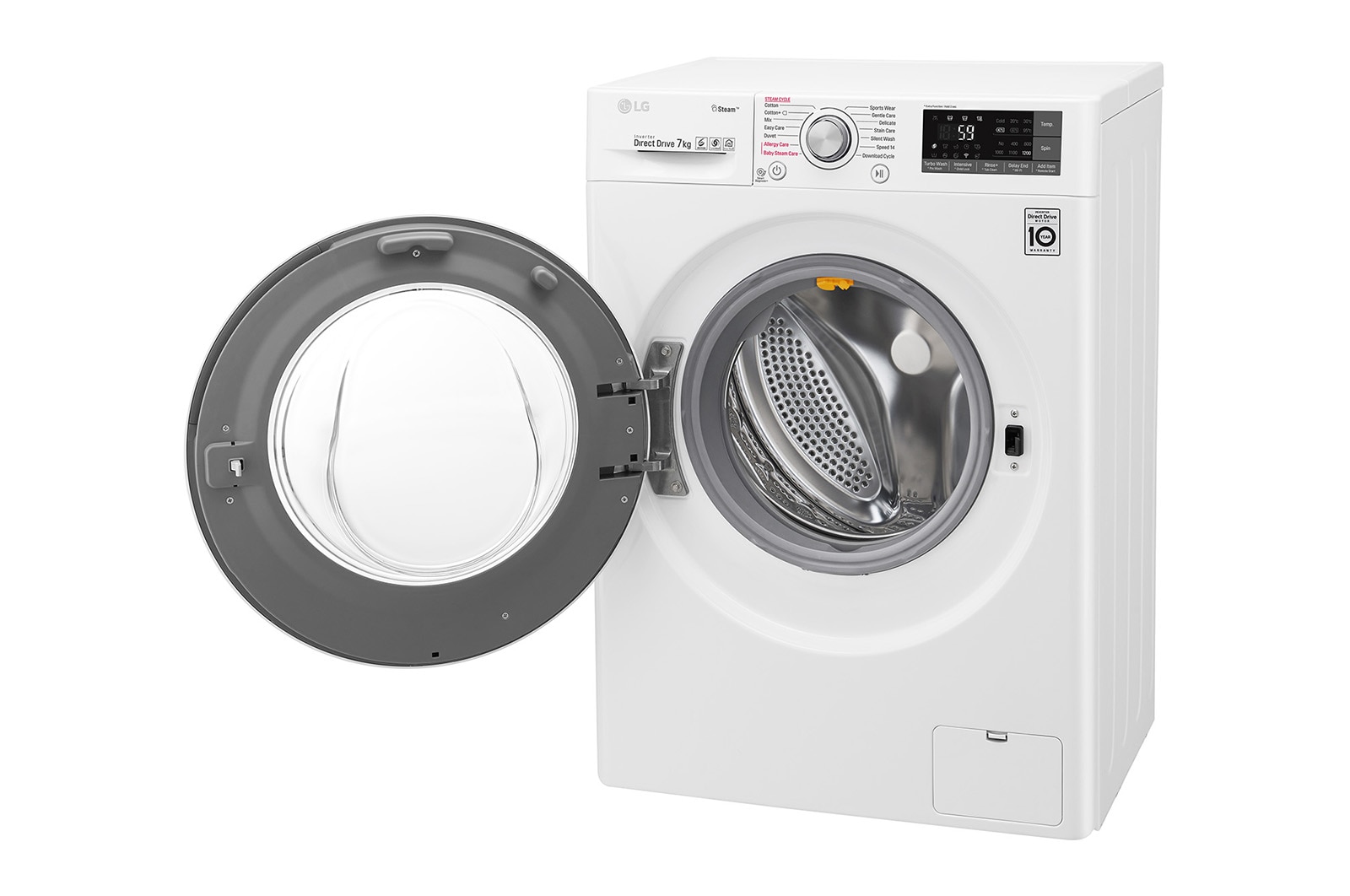 LG Lavatrice Smart Slim TurboWash™ 7 kg  Lavaggio a vapore Oblò Ring Sliver, F2J7HY1W