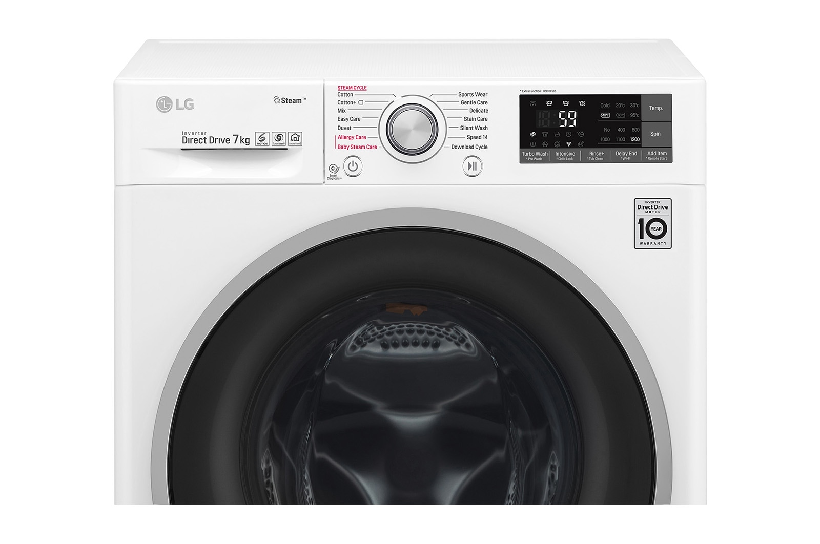 LG Lavatrice Smart Slim TurboWash™ 7 kg  Lavaggio a vapore Oblò Ring Sliver, F2J7HY1W