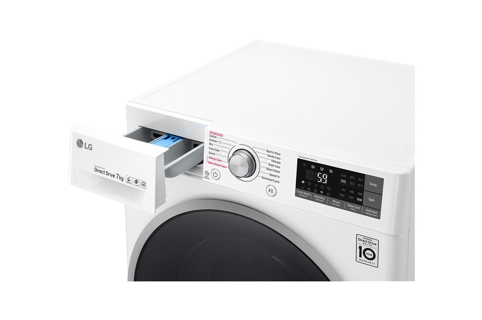 LG Lavatrice Smart Slim TurboWash™ 7 kg  Lavaggio a vapore Oblò Ring Sliver, F2J7HY1W