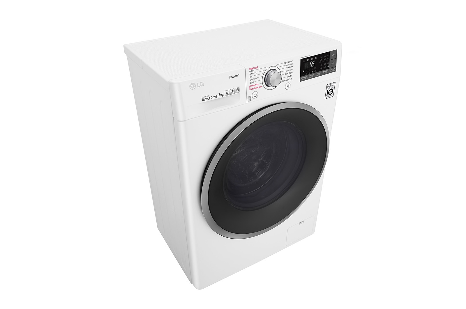 LG Lavatrice Smart Slim TurboWash™ 7 kg  Lavaggio a vapore Oblò Ring Sliver, F2J7HY1W