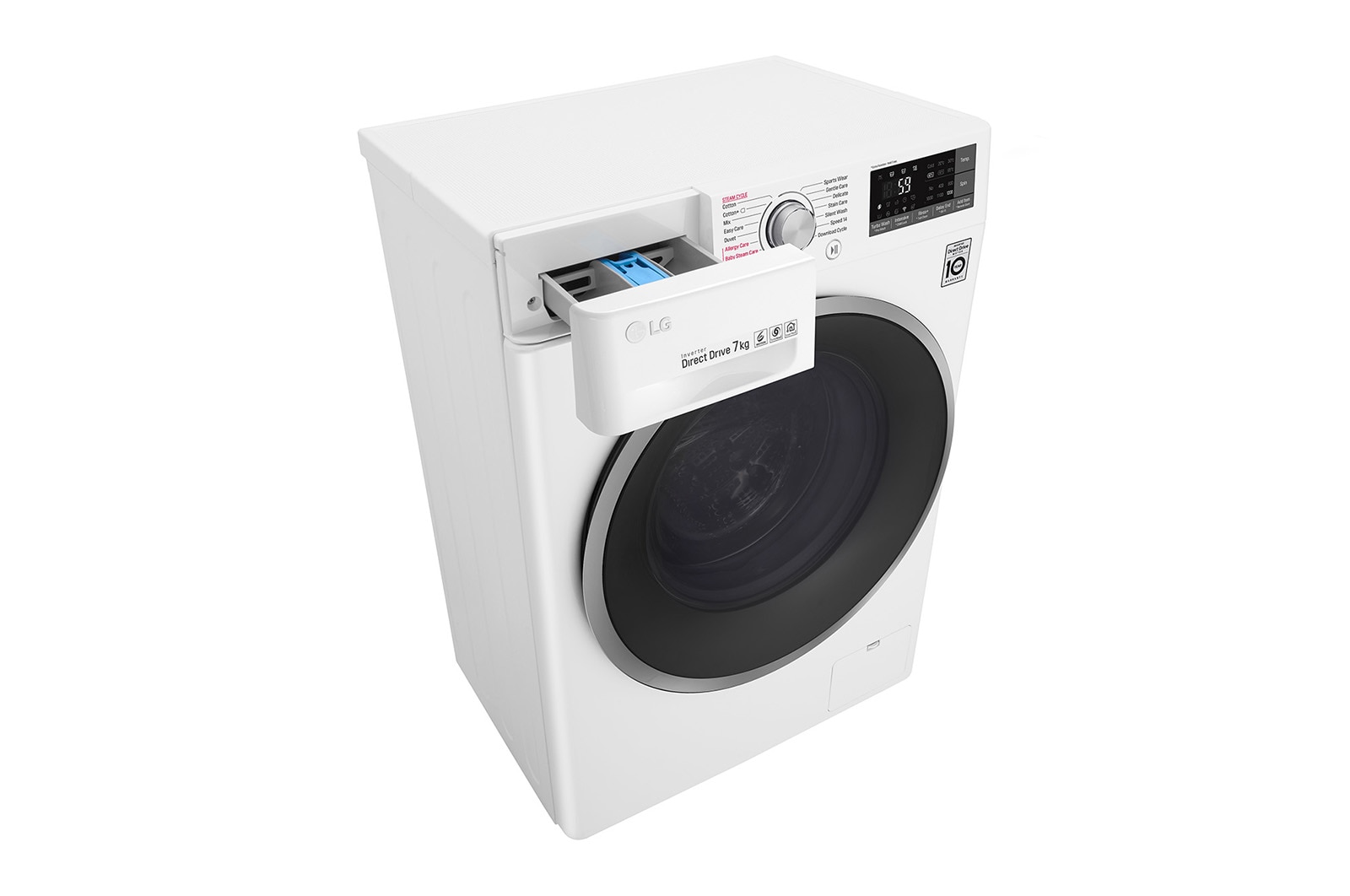 LG Lavatrice Smart Slim TurboWash™ 7 kg  Lavaggio a vapore Oblò Ring Sliver, F2J7HY1W