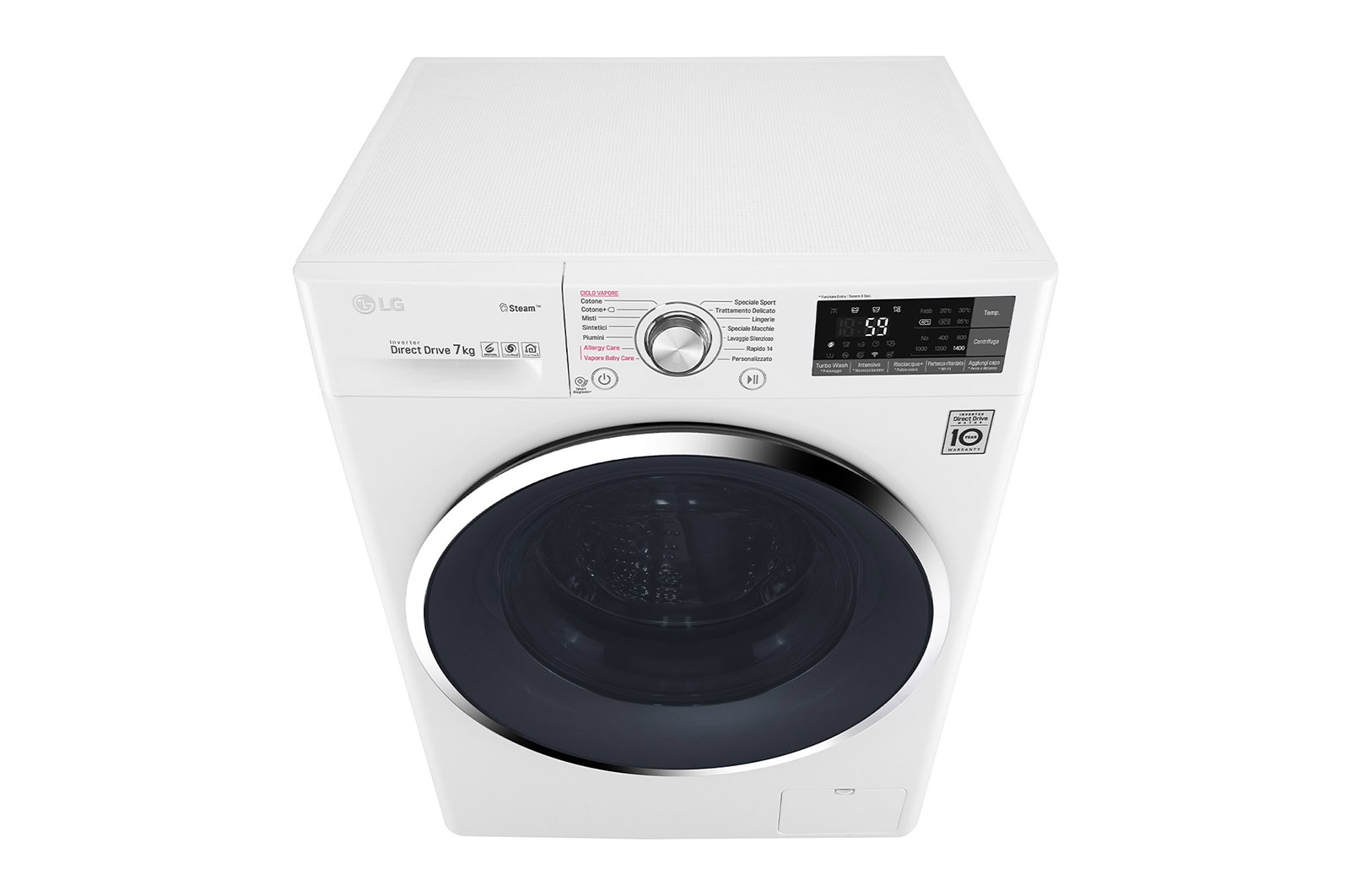 LG Lavatrice Smart Slim TurboWash™ 7 kg Lavaggio a vapore Oblò Ring White, F2J8HY2W