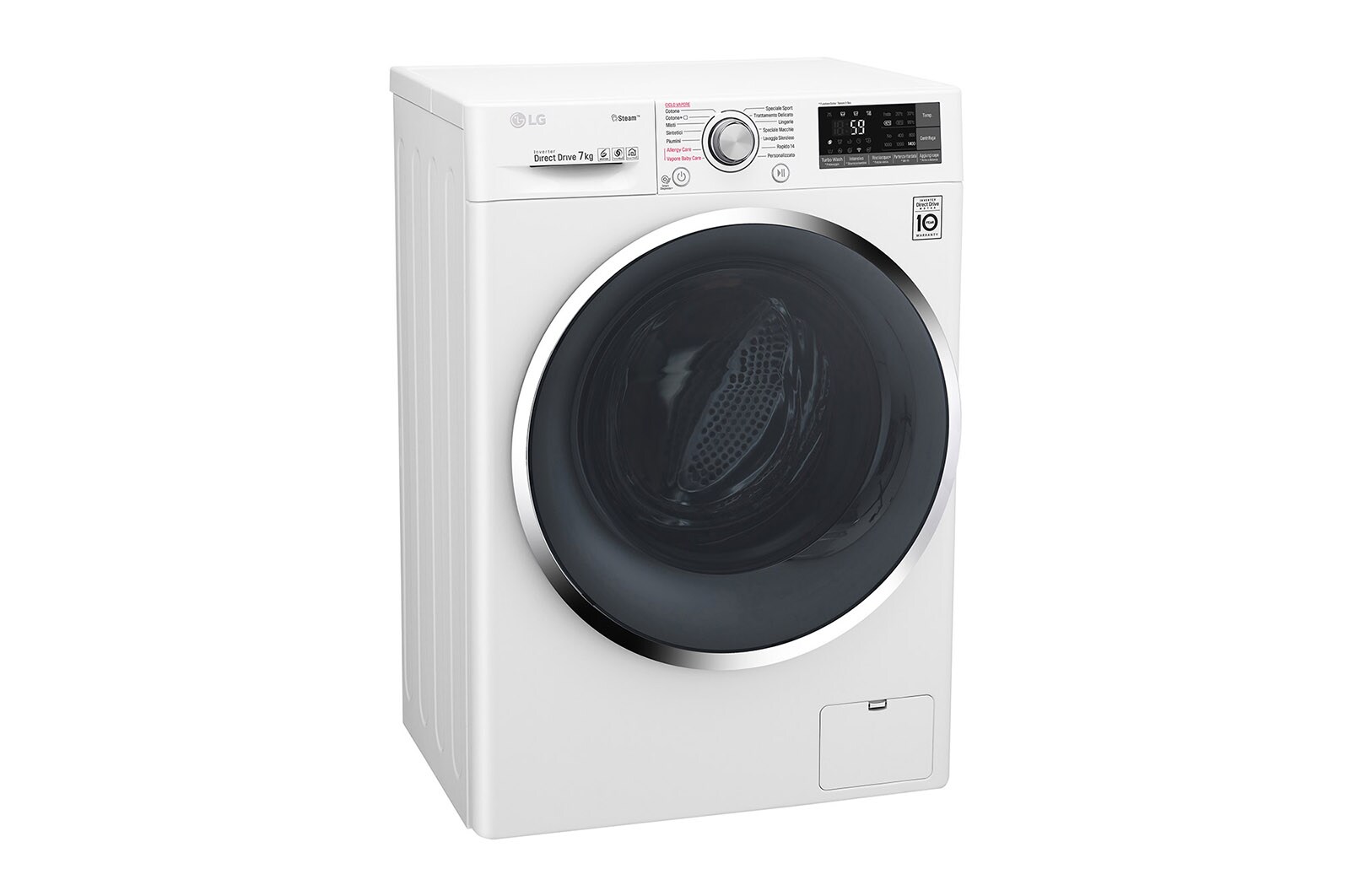 LG Lavatrice Smart Slim TurboWash™ 7 kg Lavaggio a vapore Oblò Ring White, F2J8HY2W