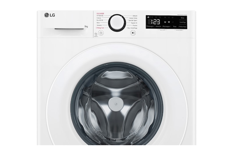 LG Lavatrice slim 9kg AI DD™ | Serie R3 Classe A-10% | 1200 giri, Lavaggio a vapore, Lavaggio con AI, Motore Direct Drive | White, F2R3S09NSWW