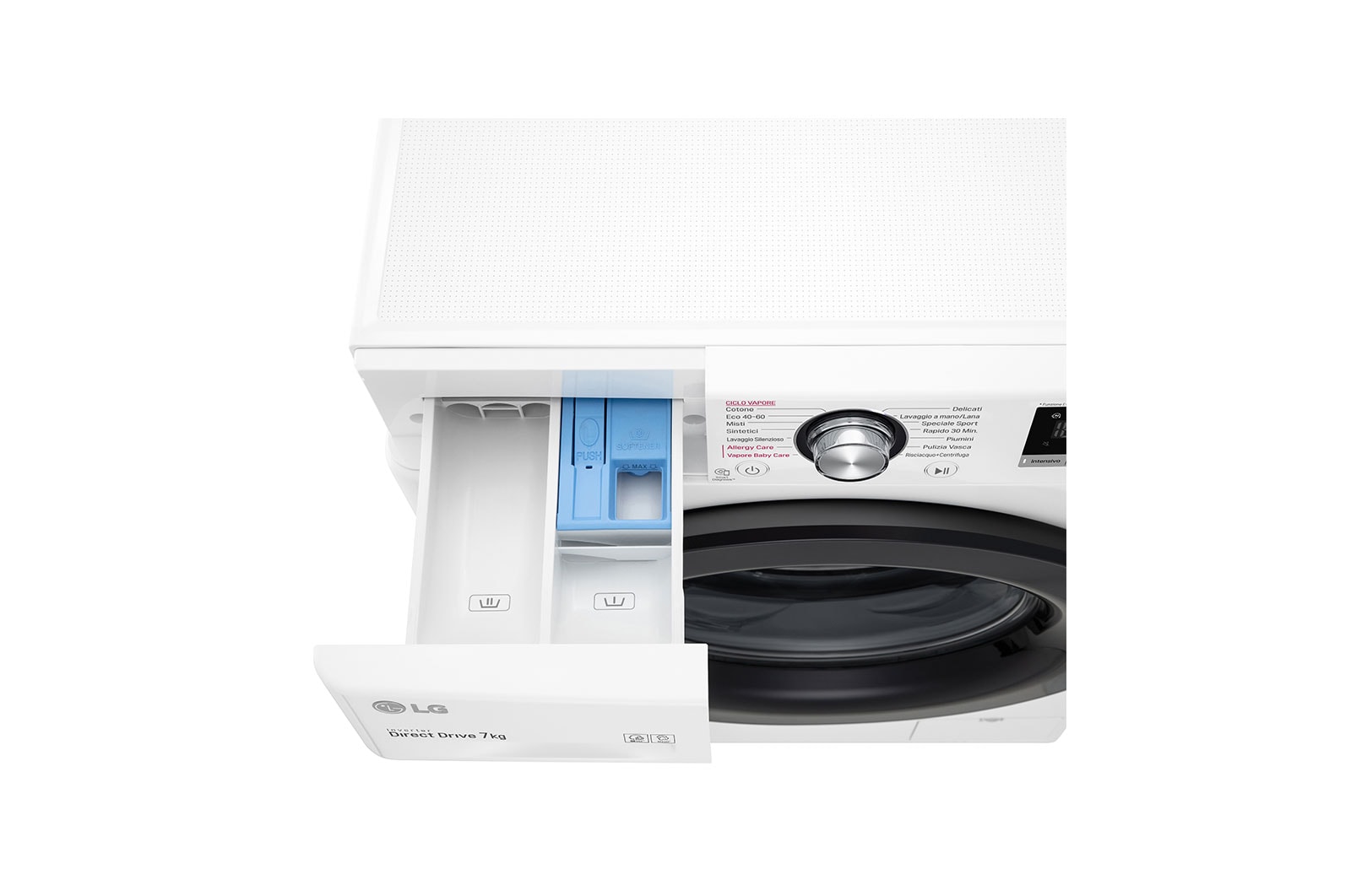 LG Lavatrice slim 7kg AI DD™ | Serie V2 Classe E | 1200 giri, Lavaggio a vapore, Inverter Direct Drive | White, F2WV2S7S6E