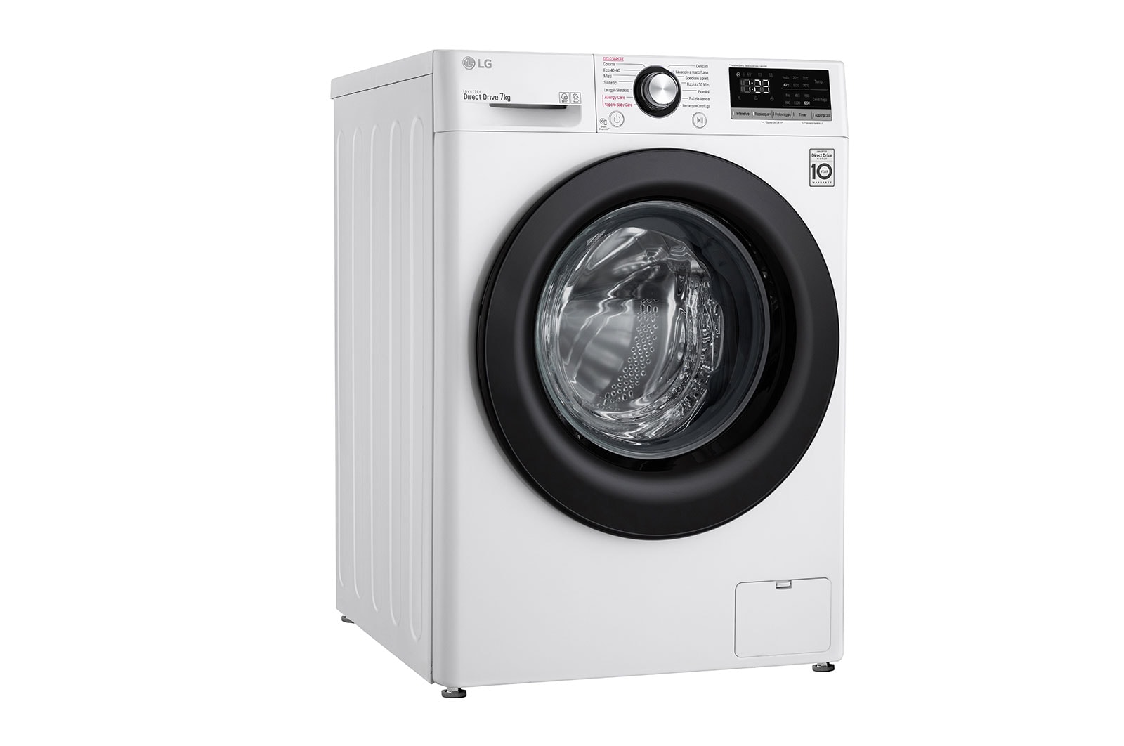 LG Lavatrice slim 7kg AI DD™ | Serie V2 Classe E | 1200 giri, Lavaggio a vapore, Inverter Direct Drive | White, F2WV2S7S6E
