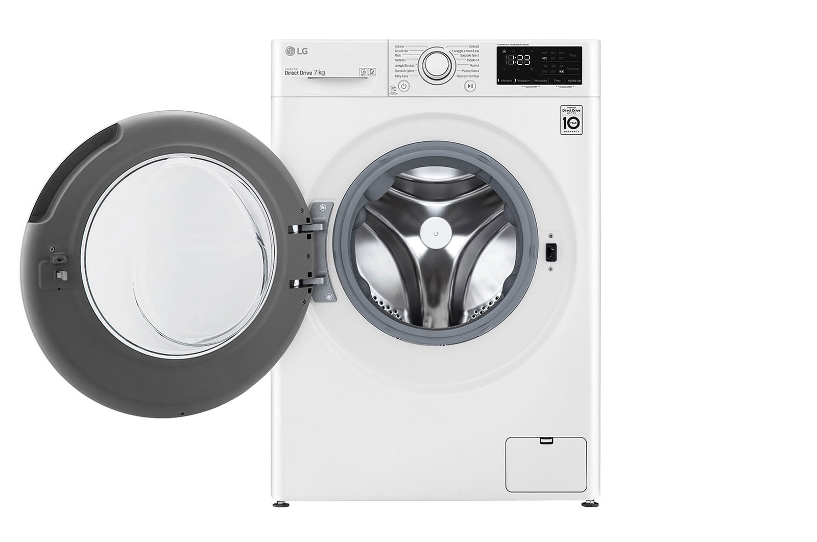 LG Lavatrice slim 7kg AI DD™ | Serie V3 Classe D | 1200 giri, Inverter Direct Drive, Smart Diagnosis | White, F2WV3S7N3E