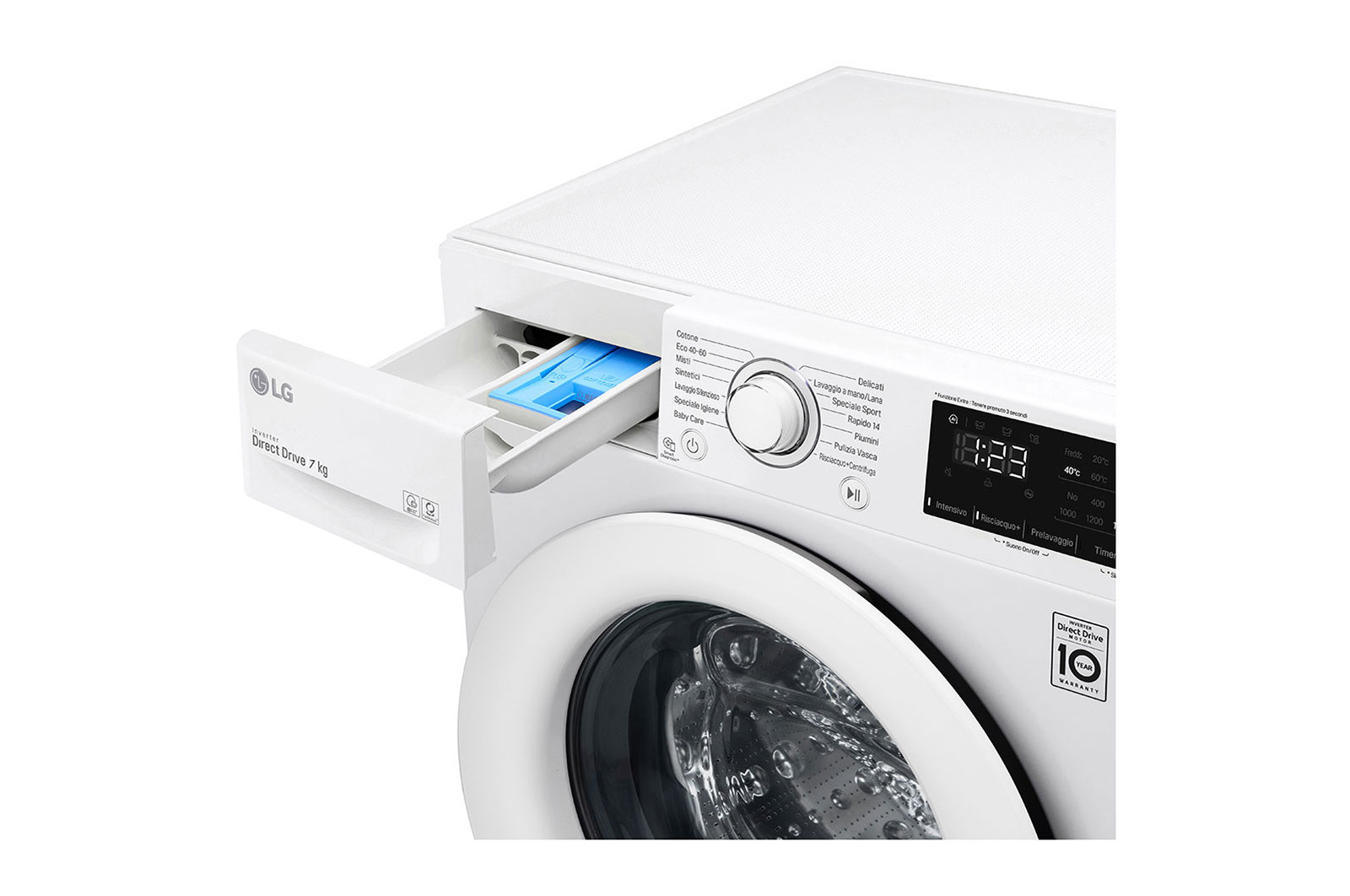 LG Lavatrice slim 7kg AI DD™ | Serie V3 Classe D | 1200 giri, Inverter Direct Drive, Smart Diagnosis | White, F2WV3S7N3E
