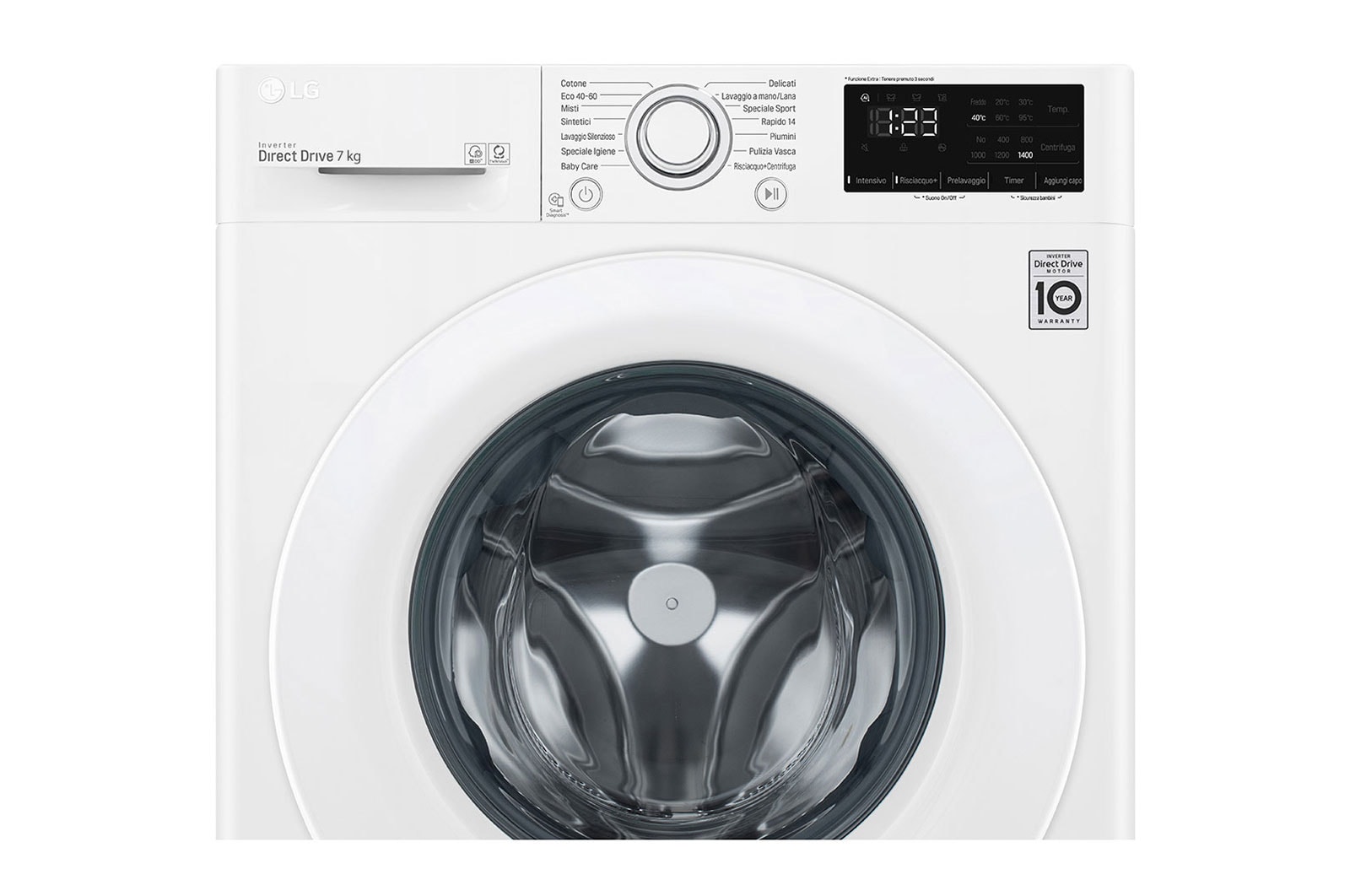 LG Lavatrice slim 7kg AI DD™ | Serie V3 Classe D | 1200 giri, Inverter Direct Drive, Smart Diagnosis | White, F2WV3S7N3E