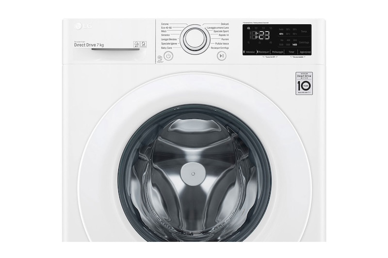 LG Lavatrice slim 7kg AI DD™ | Serie V3 Classe D | 1200 giri, Inverter Direct Drive, Smart Diagnosis | White, F2WV3S7N3E