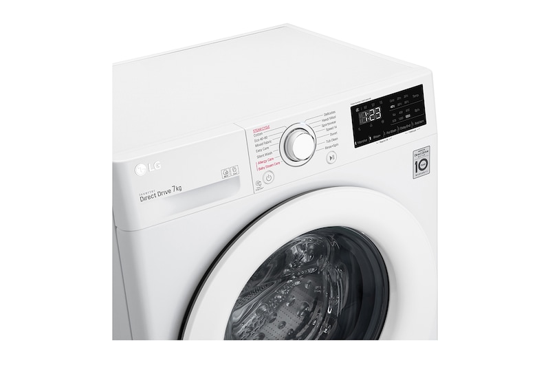 LG Lavatrice slim 7kg AI DD™ | Serie V3 Classe D | 1200 giri, Lavaggio a vapore, Inverter Direct Drive | White, F2WV3S7S3E
