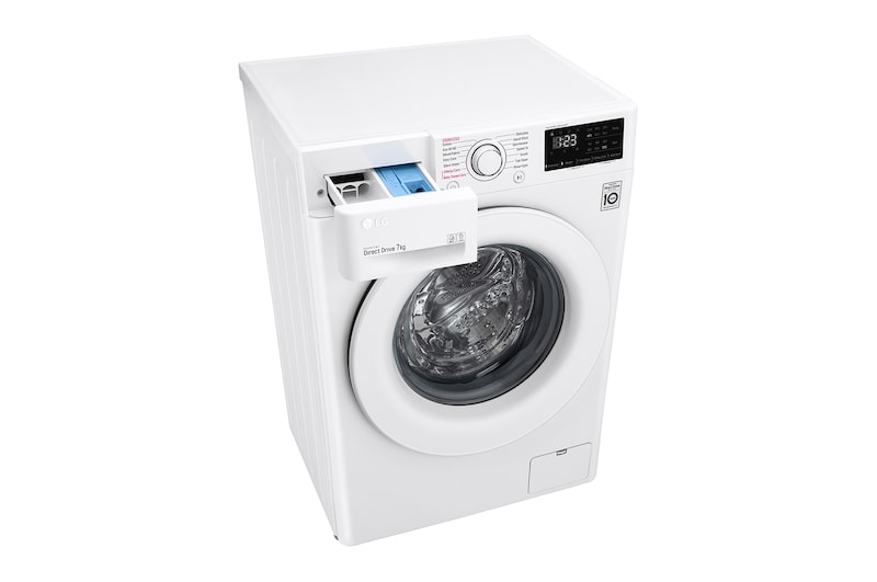 LG Lavatrice slim 7kg AI DD™ | Serie V3 Classe D | 1200 giri, Lavaggio a vapore, Inverter Direct Drive | White, F2WV3S7S3E