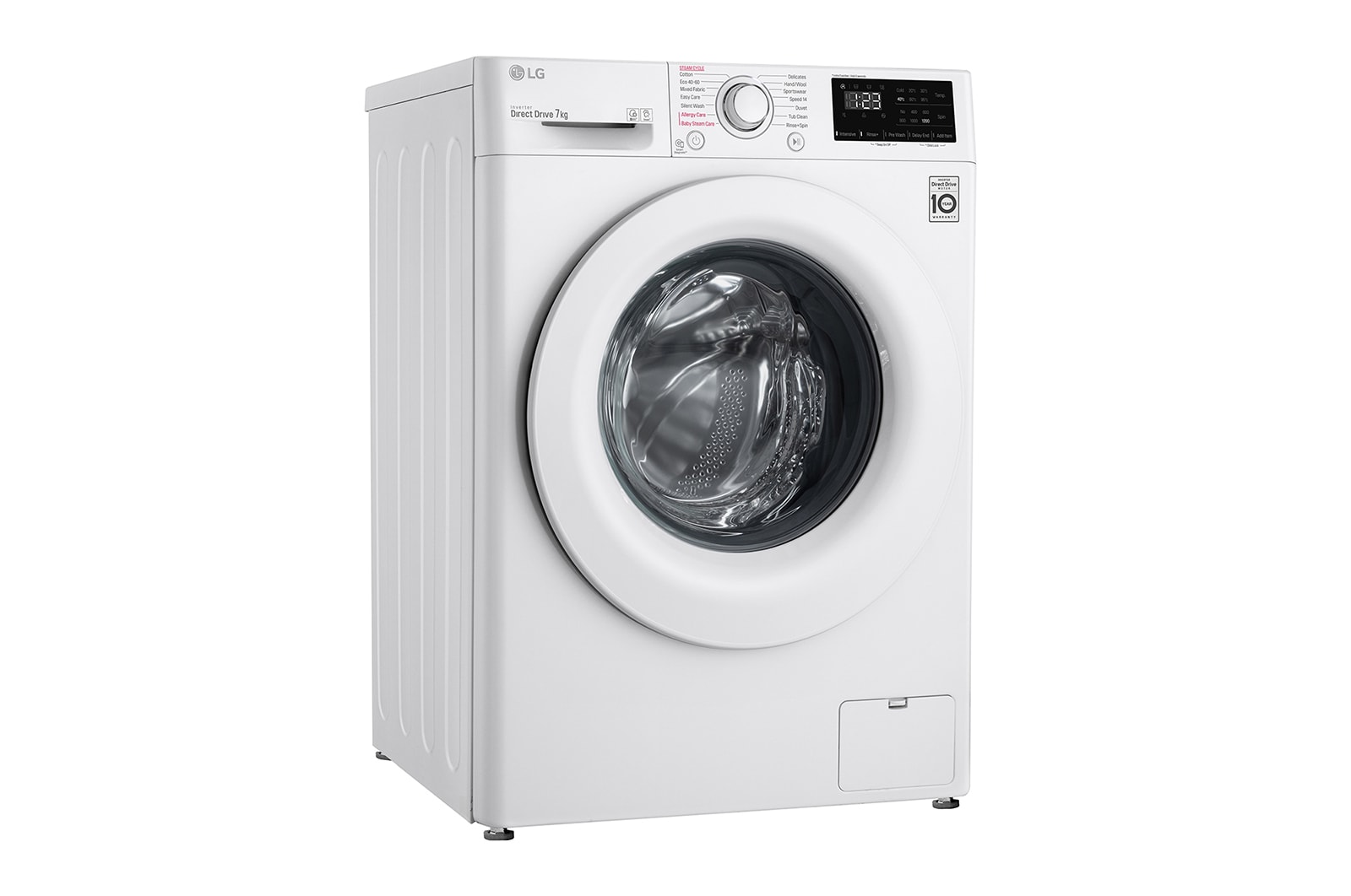 LG Lavatrice slim 7kg AI DD™ | Serie V3 Classe D | 1200 giri, Lavaggio a vapore, Inverter Direct Drive | White, F2WV3S7S3E