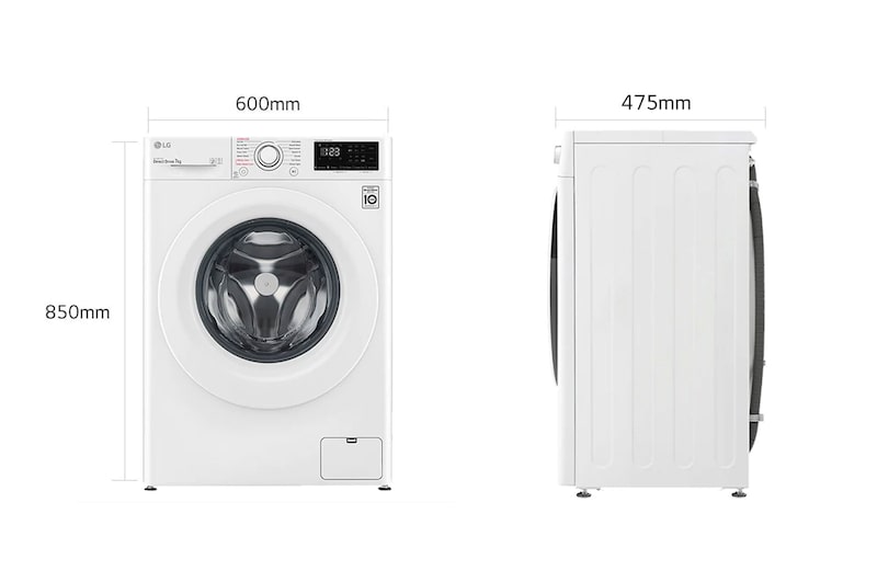 LG Lavatrice slim 7kg AI DD™ | Serie V3 Classe D | 1200 giri, Lavaggio a vapore, Inverter Direct Drive | White, F2WV3S7S3E