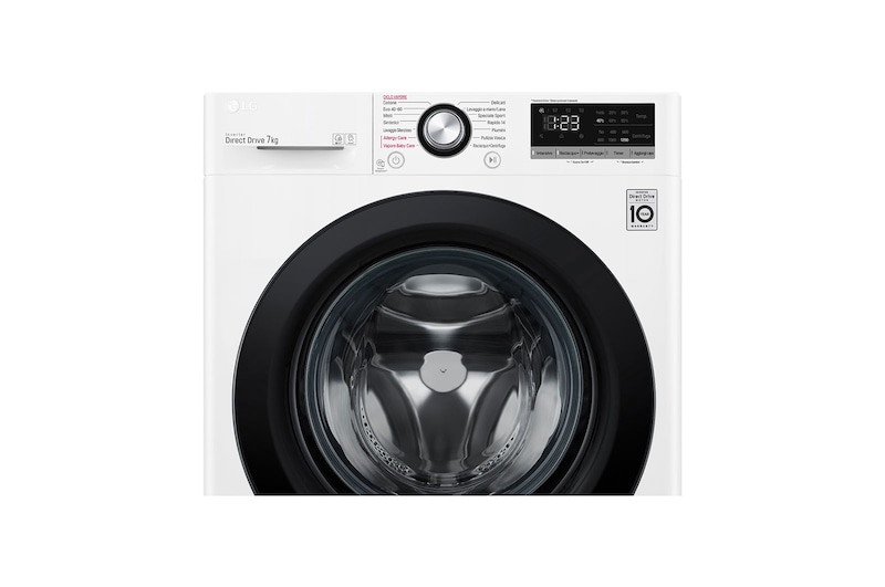 LG Lavatrice slim 7kg AI DD™ | Serie V3 Classe D | 1200 giri, Lavaggio a vapore, Inverter Direct Drive | White, F2WV3S7S6E