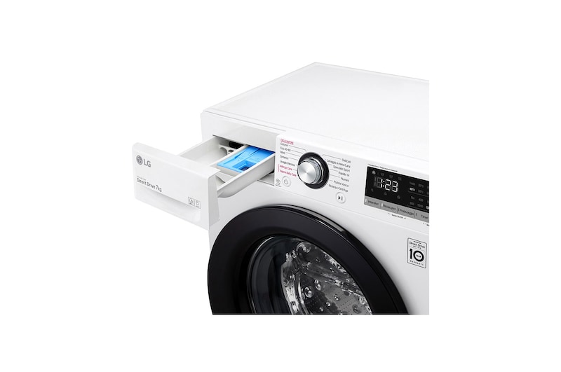 LG Lavatrice slim 7kg AI DD™ | Serie V3 Classe D | 1200 giri, Lavaggio a vapore, Inverter Direct Drive | White, F2WV3S7S6E
