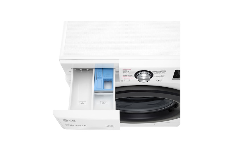 LG Lavatrice slim 7kg AI DD™ | Serie V3 Classe D | 1200 giri, Lavaggio a vapore, Inverter Direct Drive | White, F2WV3S7S6E