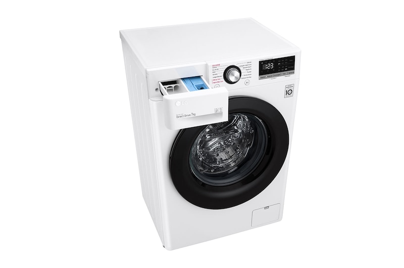 LG Lavatrice slim 7kg AI DD™ | Serie V3 Classe D | 1200 giri, Lavaggio a vapore, Inverter Direct Drive | White, F2WV3S7S6E