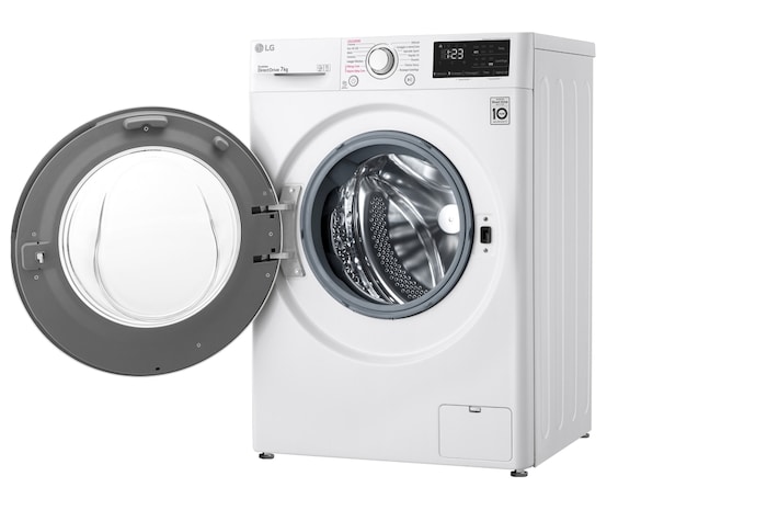 LG Lavatrice slim 7kg AI DD™ | Serie V3 Classe D | 1200 giri, Lavaggio a vapore, Inverter Direct Drive | White, F2WV3S7SHE
