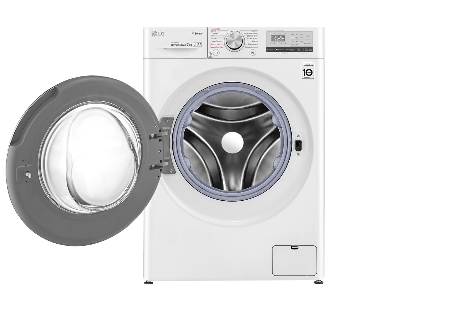 LG Lavatrice slim 7kg AI DD™ | Serie V4 Classe E | 1200 giri, Lavaggio a vapore, Inverter Direct Drive, Wi-Fi | White, F2WV4S7S0E