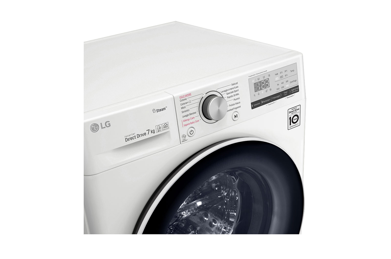 LG Lavatrice slim 7kg AI DD™ | Serie V4 Classe E | 1200 giri, Lavaggio a vapore, Inverter Direct Drive, Wi-Fi | White, F2WV4S7S0E