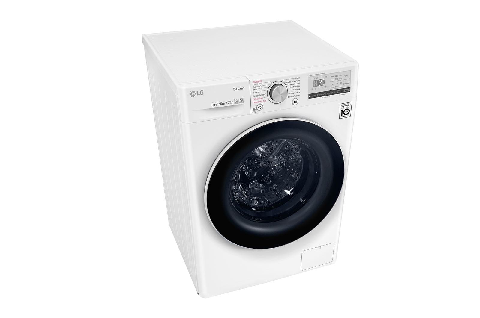 LG Lavatrice slim 7kg AI DD™ | Serie V4 Classe E | 1200 giri, Lavaggio a vapore, Inverter Direct Drive, Wi-Fi | White, F2WV4S7S0E