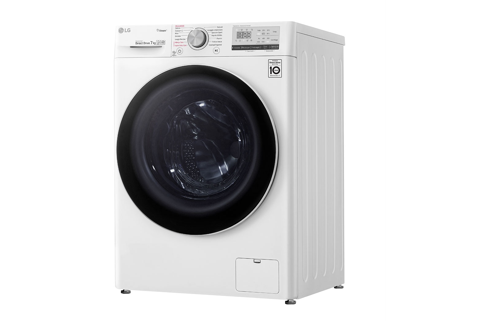 LG Lavatrice slim 7kg AI DD™ | Serie V4 Classe E | 1200 giri, Lavaggio a vapore, Inverter Direct Drive, Wi-Fi | White, F2WV4S7S0E