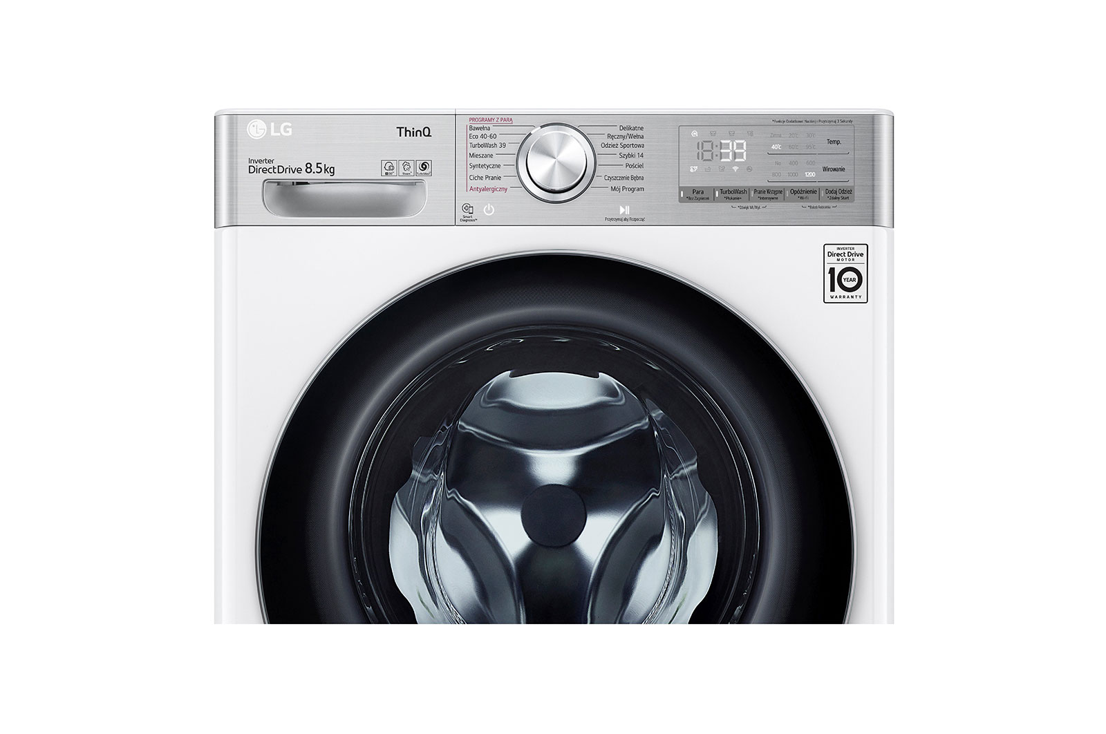 LG Lavatrice slim 8,5kg AI DD™ | Serie V9 Classe A | 1200 giri, TurboWash 360, Vapore antipiega, Wi-Fi | White, F2WV9S8P2E