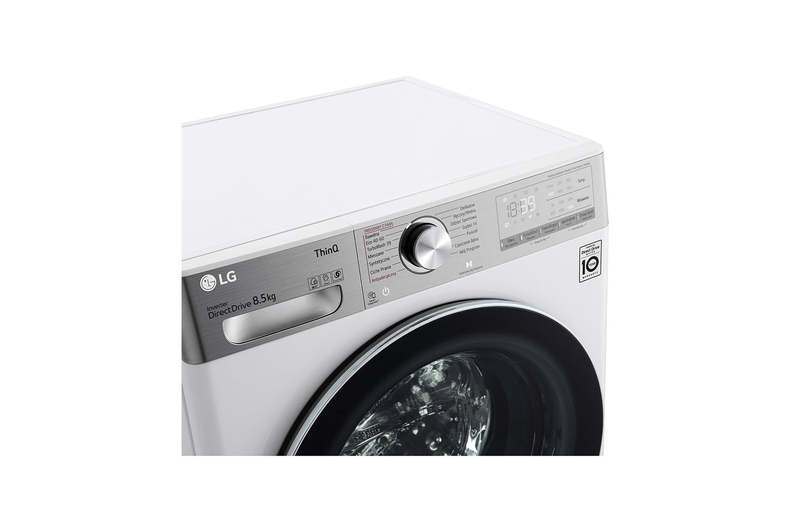 LG Lavatrice slim 8,5kg AI DD™ | Serie V9 Classe A | 1200 giri, TurboWash 360, Vapore antipiega, Wi-Fi | White, F2WV9S8P2E