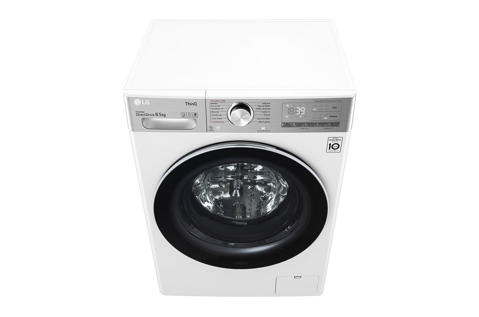 LG Lavatrice slim 8,5kg AI DD™ | Serie V9 Classe A | 1200 giri, TurboWash 360, Vapore antipiega, Wi-Fi | White, F2WV9S8P2E