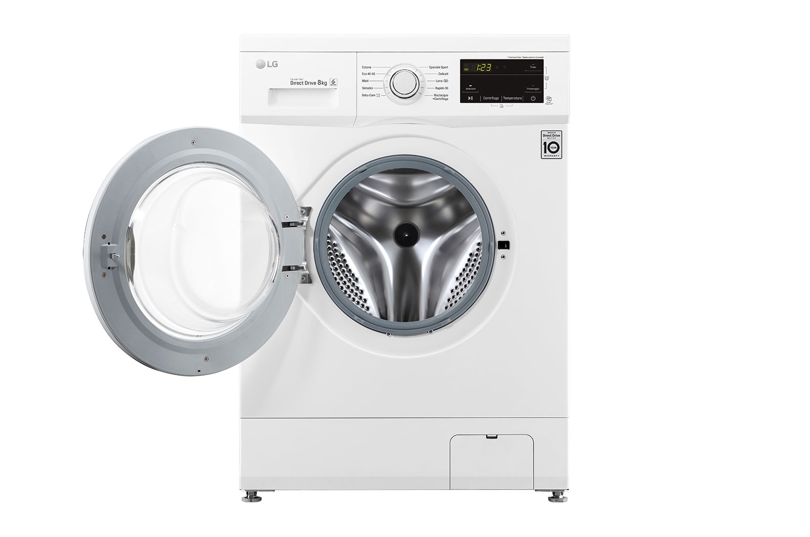 LG Lavatrice 8kg 6 Motion | Serie J3 Classe D | 1400 giri, Inverter Direct Drive, Smart Diagnosis | White, F4J3TN3WE